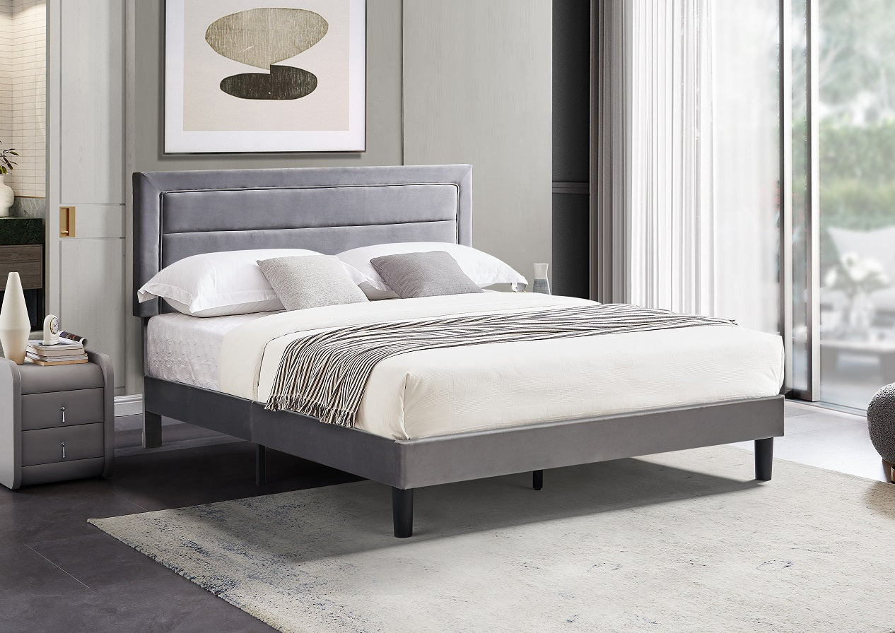 Amber Grey Velvet Platform Bed – Infiniteimports