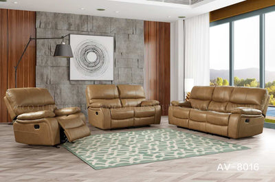 8016 Sand Color, 3 Pieces Italian Leather Recliner Set - Infiniteimports